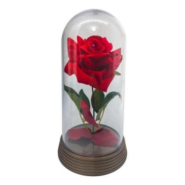 Imagem de Linda Redoma C Rosa Vermelha Inspirada Rosa A Bela E A Fera - Amor Lin