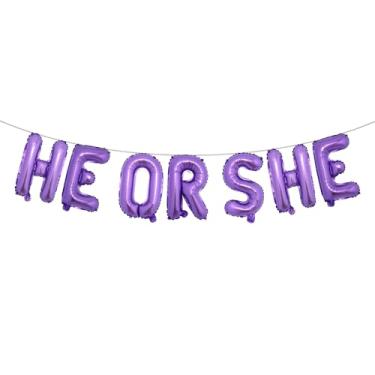 Imagem de Gender Reveal Balloons Christmas He or She Baking Party Decoration Boy or Girl Baby Shower Decoration Supplies Favors Photobooth Props (HE OR SHE Purple)