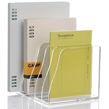 Imagem de YUXUN Suporte de pasta de arquivo de acrílico transparente – 5 compartimentos verticais para mesa, porta-revistas verticais para escritório/casa/sala de aula, lojas de documentos, tablets, revistas