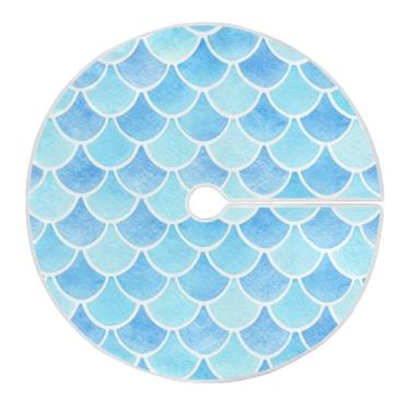 Imagem de Blueangle Saia de árvore de Natal com escamas de sereia coloridas de 120 cm - poliéster macio e resistente a rugas, decoração de férias para festas de Natal, árvore festiva e decoração de casa (143)