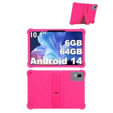 Imagem de Capa BYYBUO SmartPad A10_L de 10,1 polegadas, capa de silicone macio para tablet infantil com suporte ajustável para tablet BYYBUO de 10,1 polegadas, à prova de quedas (rosa vermelha)