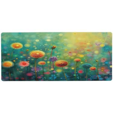 Imagem de xigua Tapete de mouse grande de flores silvestres em aquarela, tapete de mesa antiderrapante 80 x 39,9 cm, base de borracha de 3 mm de espessura, protetor de mesa para laptop, mesa de trabalho
