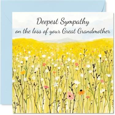 Imagem de Stuff4 Cartão de simpatia Loss of Great Grandmother - Field of Memories - Cartões de luto de luto para adultos, cartões de condolências de 14 cm pensando em você