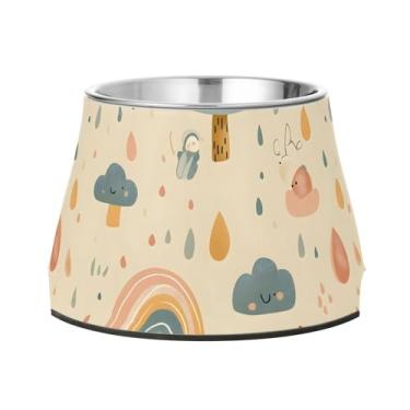 Imagem de SEHANY Tigelas para cães de ervas e cogumelos antiderrapante de aço inoxidável com fundo de borracha para evitar tombamento, tigelas elevadas para comida e água quadriculadas para cães e gatos