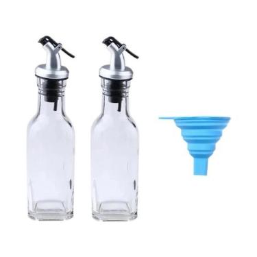 Imagem de Dispensador De Azeite Em Garrafa De Vidro Com Funil De Silicone Para T