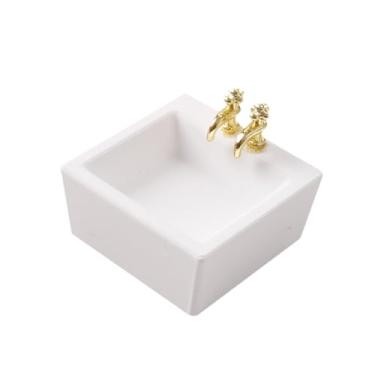 Imagem de oshhni *Miniatura de lavatório para casa de bonecas em escala 1/12, acessórios para montar, brinquedo para recriar cenas de vida, micropaisagens, cenários, 4x4x1.9cm