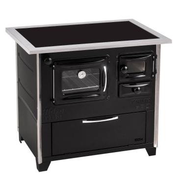 Imagem de Fogão a Lenha Hidro Prime Vitro N2 Preto Lado Esquerdoo VITREO LE