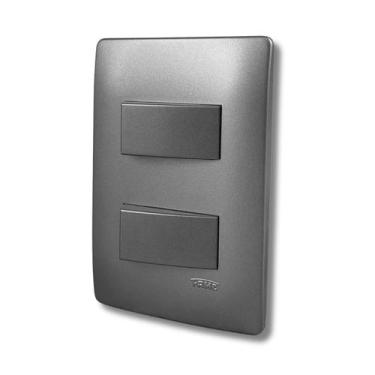 Imagem de Interruptor Duplo Simples Distanciados Com Placa Linha Habitat Onix - 