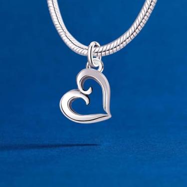 Imagem de 1 peça simples e exclusiva, prata, requintado, coração vazado, berloque, ajuste faça você mesmo, joias combinando e presente de decoração de roupa diária para mulheres