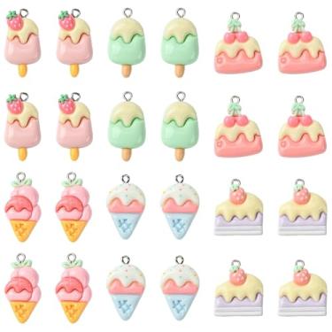 Imagem de UR URLIFEHALL 30 peças, 6 estilos, pingentes de sorvete de resina, opacos, berloques de sobremesa, comida, para artesanato, faça você mesmo, brincos, pulseiras, colares, joias