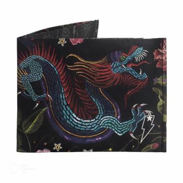 Imagem de SUPERVEK Carteira de papel para homens e mulheres - Carteira de papel fina dobrável para cartão de crédito - masculina feminina fina, Dragão oriental, Bloqueio RFID