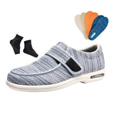 Imagem de Calçado Homem Fascite Plantar, Calçado Ortopédico Para Homem Confortável Para Artrite Edema E Diabetes Ajustável, Antiderrapantes E Alargadores Idosos, Diabéticos, Edema Idosos(Light Gray,44 EU)