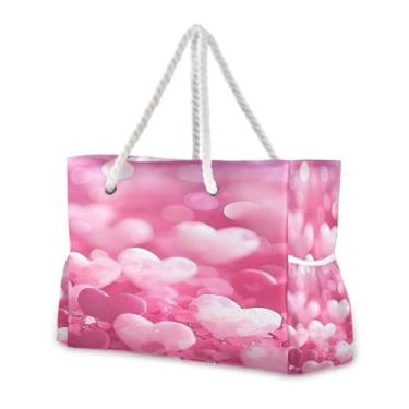 Imagem de Wassud Bolsa de praia romântica grande para mulheres, impermeável, à prova de areia, bolsa de viagem com zíper e bolso para piscina, academia, acampamento