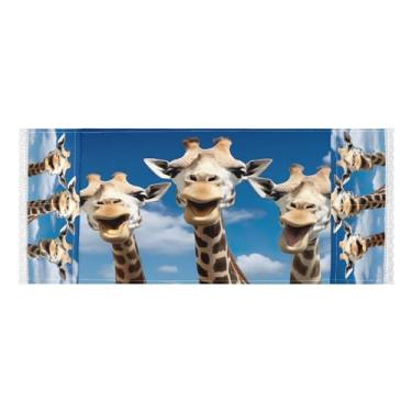 Imagem de Wassud Capas de lavadora e secadora de três girafas, protetor de lavadora com sacos de armazenamento, capa de geladeira à prova de poeira com bolsos para lavanderia doméstica, cozinha, 120 x 55 cm