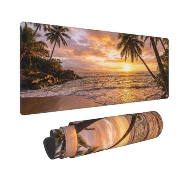 Imagem de DingRound Mouse pad estendido para jogos (70 x 30 cm) - Tapete grande antiderrapante para esportes e laptop - Base de borracha impermeável com bordas costuradas (costa quente)