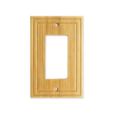 Imagem de Woo d Light Switc h C over Plate 11,4 cm x 7 cm Capas de placa de interruptor de madeira para tomada de madeira Cove rs Woden Placa decorativa de bambu - S2