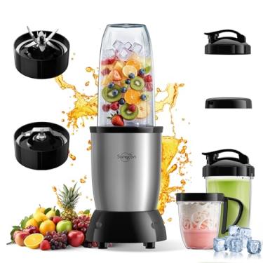 Imagem de Sangcon Misturador de suco de cozinha 1000 W com copos sem BPA 7000 ml 770 ml, misturador pessoal portátil melhorado para smoothies, frutas congeladas