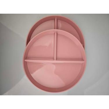 Imagem de Soptalles Pratos divididos de 22 cm para adultos, 2 peças de prato de controle de porção, pratos de jantar reutilizáveis, seguros para lava-louças e micro-ondas (cor rosa)