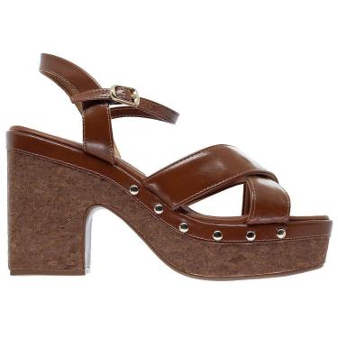 Imagem de Sandália Plataforma Feminina Bebecê T5110-130 Marrom-Feminino