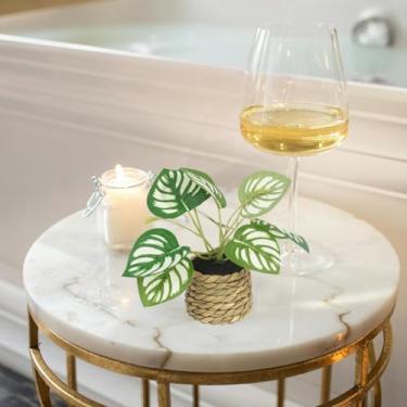 Imagem de Plantas artificiais em vasos com algas marinhas feitas à mão, decorações de casa de fazenda, planta de eucalipto para casa, banheiro, escritório, prateleira, mesa, mesa, decoração de quarto ou