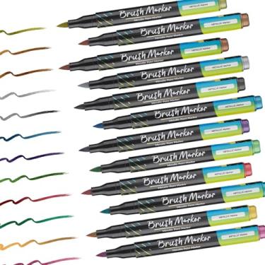 Imagem de BONACE Canetas marcadoras artísticas para livros de colorir para adultos, material escolar, escritório, professor, 12 cores, marcadores de desenho para anotações, diário, sala de aula