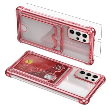 Imagem de Asuwish Capa de celular para Samsung Galaxy S24 Ultra 5G com protetor de tela de vidro temperado e suporte de cartão rígido resistente à prova de choque acessórios S24Ultra 24S S 24 24Ultra feminino