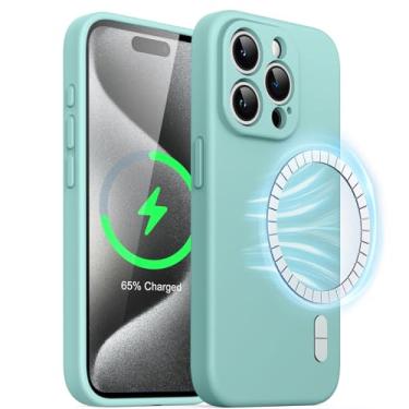 Imagem de JETech Capa Silicone Magnética para iPhone 15 Pro 6,1 Polegadas, Case Compatível com MagSafe, Capinha de Telefone com Proteção Total da Lente da Câmera (Azul Brilhante)