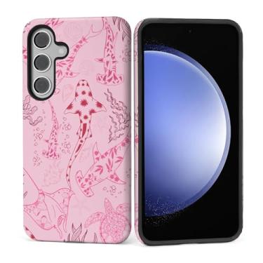 Imagem de Kapadiy Capa para Samsung Galaxy S25 FE, design de tubarão baleia de recife de coral, silicone de proteção dupla híbrida + capa completa à prova de choque de policarbonato rígido, capa protetora fina