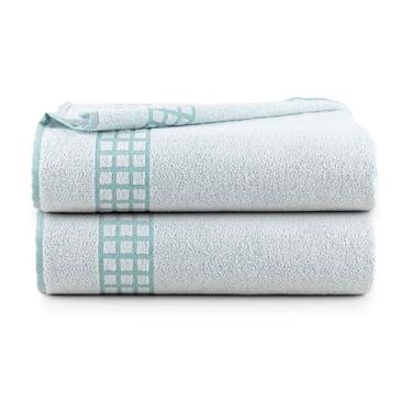 Imagem de Kit 2 Peças Toalha de Banho para Praia e Piscina, 60% Algodão e 40% Poliéster, 1,40m x 70cm, Gramatura 410g/m², Hipoalergênico (Verde)