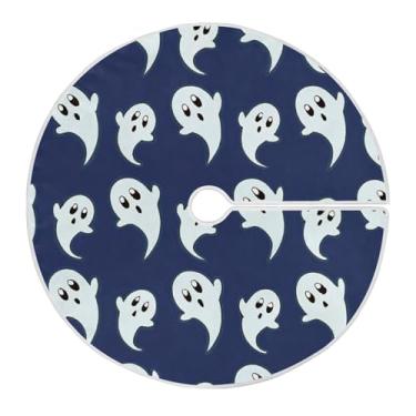 Imagem de JUZIHAI Saia de árvore de Halloween Boo Tapete para árvore de Natal, enfeites de decoração de férias para ambientes internos e externos, 91 cm