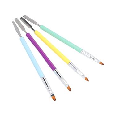Imagem de SIWOTED 4pcs Pincéis de ponta dupla para arte em unhas Pincéis de gel para extensão de unhas Pincéis de pintura para manicure
