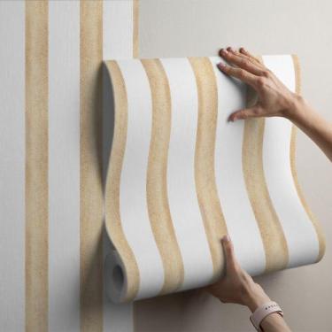 Imagem de Papel De Parede Listrado Listra Autocolante Lavável Rolo 10 Metros com