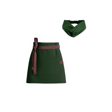 Imagem de Avental de Cintura e Faixa Cabelo Verde Escuro Bistro Cafe