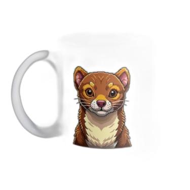 Imagem de Caneca Xícara de Café Porcelana 300ml Com Desenho Furão Pixel Art