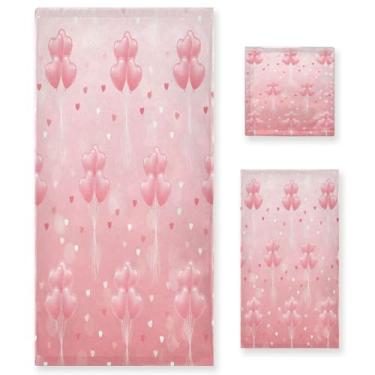 Imagem de Wassud Conjunto de 3 toalhas de banho para dia dos namorados buquê de balões, toalhas super macias e absorventes para banheiro, toalhas de banho de secagem rápida, toalha de banho para academia, spa