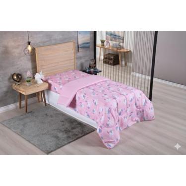 Imagem de Edredom Solteiro Estampado Unicórnio Dupla Face