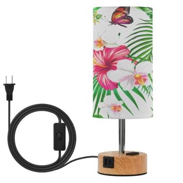 Imagem de Wassud Abajur de mesa de cabeceira tropical de toque exuberante com 3 temperaturas de cor, luminária de mesa moderna com forro de sombra para suporte noturno para sala de estar, quarto, escritório