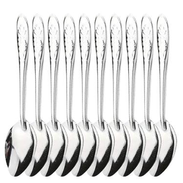 Imagem de Conjunto de 10 colheres de chá de aço inoxidável, cabo longo, sorvete, sobremesa, café, utensílios de cozinha, acessórios de restaurante