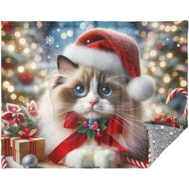 Imagem de TSENQUE Cobertores fofos de Natal para sofá de gato Ragdoll para cama sofá mantas para sofás 177,8 cm x 139,7 cm cobertores fofos cinza