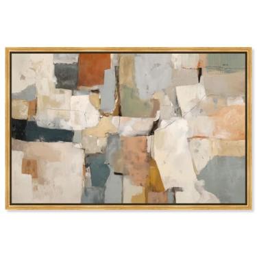 Imagem de Color Field Intersect IV Impressão em tela Boho Wall Decor por Art Remedy, moldura dourada, 61 x 40 cm