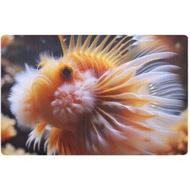 Imagem de Capacho engraçado personalizado com peixes marinhos divertidos para entrada, tapete de porta frontal lavável para casa, 81 x 50 cm