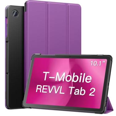 Imagem de MoKo Capa para tablet T-Mobile Revvl Tab 2 2025 de 10,1 polegadas, capa de couro leve e fina com suporte completo com três dobras com despertar/hibernar automático para tablet Revvl Tab 2 lançado em