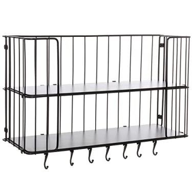 Imagem de Prateleira de Parede em Ferro e Madeira – Estilo Industrial em Aço Aramado para Cozinha e Decoração