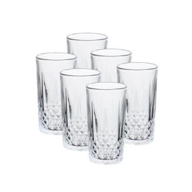 Imagem de Kit 6 Copos Vidro Transparente Long Drink Água Bebidas 280ml - CLICK H