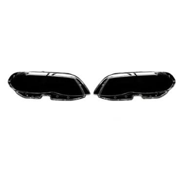 Imagem de Auto frente farol capa de vidro transparente faróis abajur lâmpada escudo máscaras compatível com bmw x5 e53 facelift 2004-2006(Right and Left)