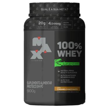 Imagem de Whey 100% Linha Dino Pote 900g Sabor Caramelo Max Titanium-Unissex