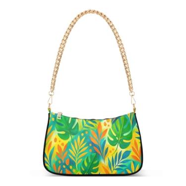Imagem de Bolsa de ombro colorida verde laranja com corrente, bolsa feminina Hobo média, bolsa clutch moderna para uso diário e noturno