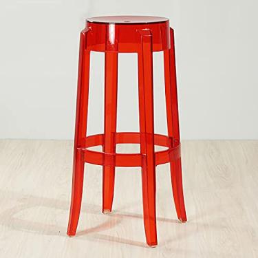 Imagem de Cadeira de jantar de cozinha acrílica, opções de várias cores, cadeiras de bar transparentes, cadeira de destaque, banco de balcão de simplicidade moderna - vermelho 76 cm
