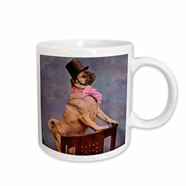 Imagem de 3dRose Pug in Top Hat Caneca de cerâmica, 325 ml, multicolorida