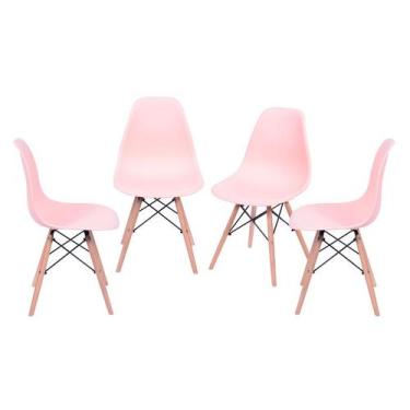 Imagem de Kit 04 Cadeiras Boxbit Dkr Eames Polipropileno Salmão Base Madeira, SA